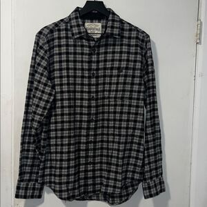 AEROPOSTALE Black and Grey Micro Buffalo Check Flannel Shirt-M NWOT